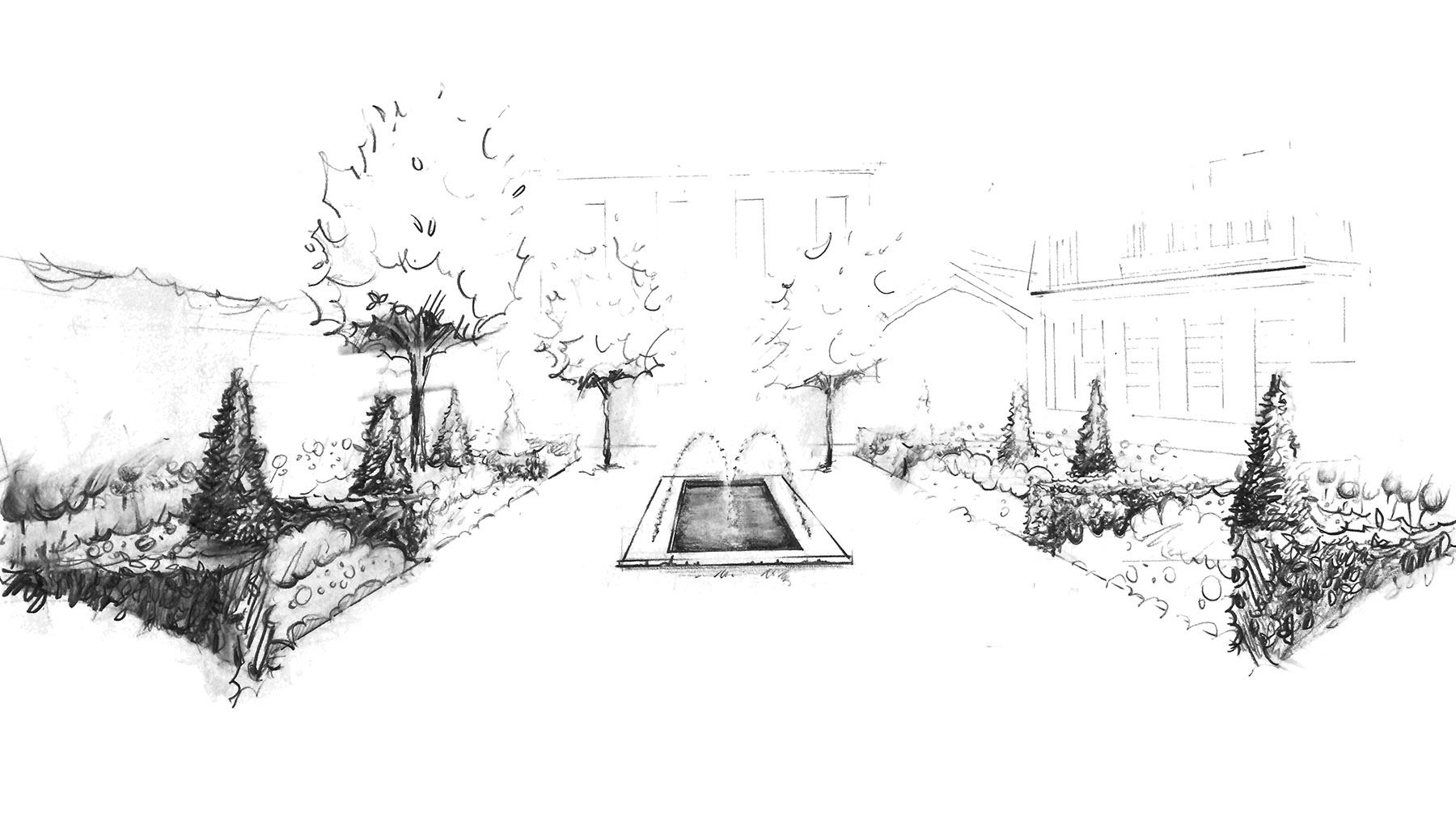 Croquis jardin classique a la francaise Olivia Bochet